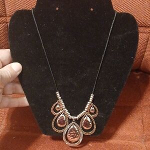 CJ Banks Elegant Gold and Red Necklace